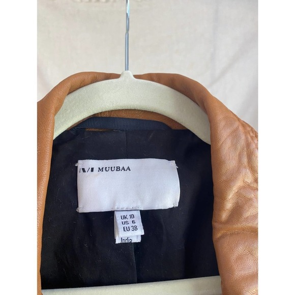 Muuba Lamb Leather Tan Moto Jacket Size 6 - Picture 10 of 15